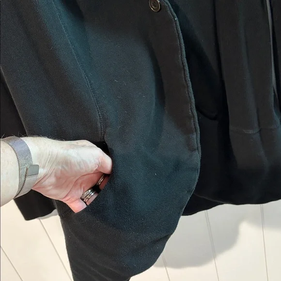 Lucky Brand long sweatshirt sweater cardigan button two pocket cotton terry L - Picture 3 of 9